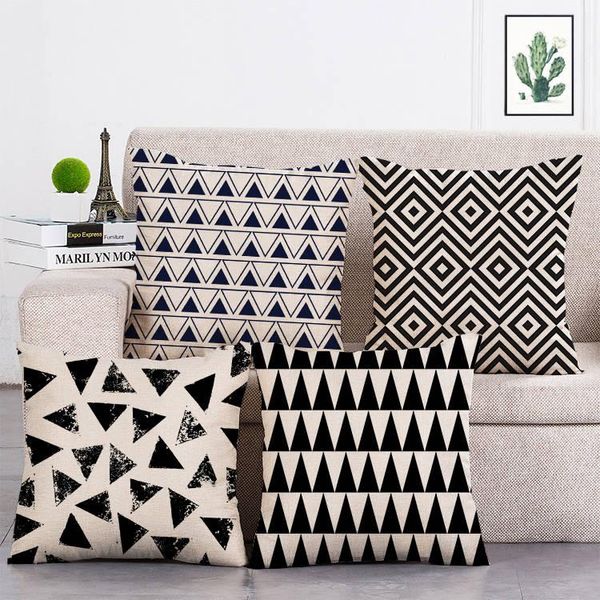 

fashion nordic simple abstract geometric black and white car sofa cushion cover home bedroom bed decoration pillowcase t127 cushion/decorati