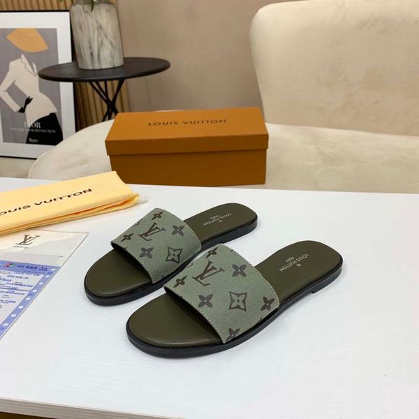 

classics sandals fashion designer slippers slides floral brocade gear bottoms flip flops women shoes striped beach causal slipper bagandshoe, Black