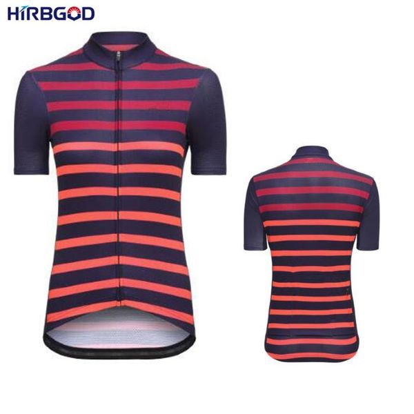 

racing jackets hirbgod slim ladies cycling jersey red orange striped gradient short sleeve ciclismo shirt quick dry bike clothing,tyz009-01, Black;red