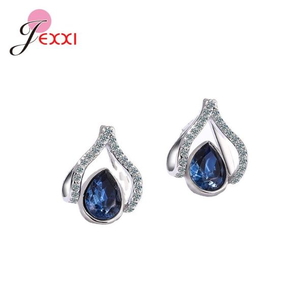 

stud 2021 arrival fashion luxury 925 sterling silver blue cz diamond earring for women valentine's day gift, Golden;silver