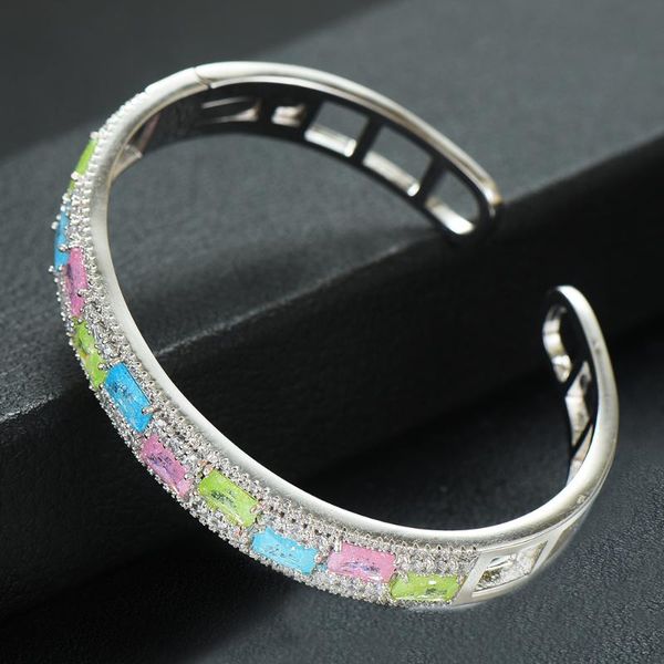 

earrings & necklace trendy exquisite women bridal wedding ladies mix match stackable bangle ring set 2pcs for full micro cubic zirconia jewe, Silver