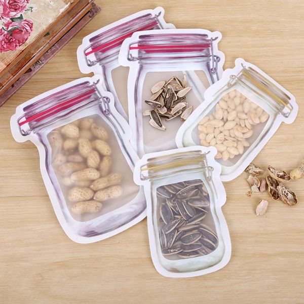 

hanging baskets fast and good zipper reusable food storage snack sandwich bags jar shape large pld