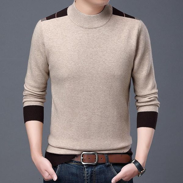 

men's sweaters 2021 autumn and winter half-high collar sweater round neck multicolor, White;black
