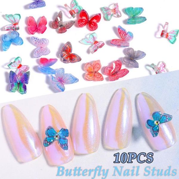 

nail art decorations diy 3d butterfly vivid heat shrinkable resin studs rhinestones nails ornaments, Silver;gold