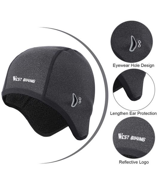 

winter cycling cap fleece thermal mtb bike hiking skiing men's hat hood riding running outdoor sports windproof bandana caps & masks, Black