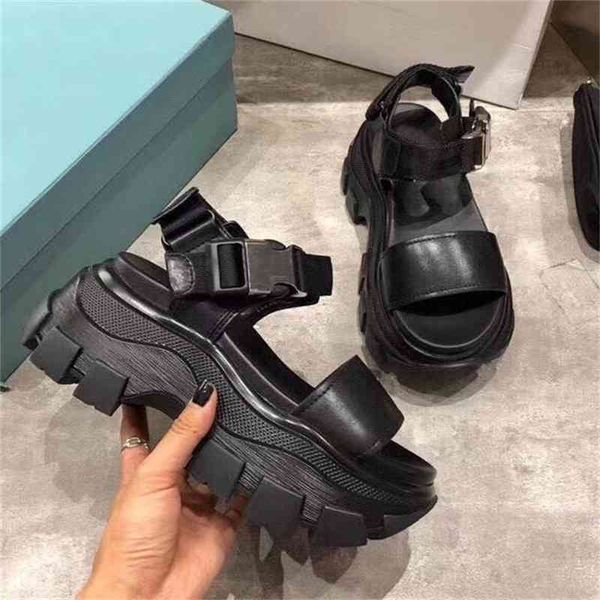 

sandals slippers new summer's brick and osmanthus thick soled high clasp sports father and daughter sandals zly, Black