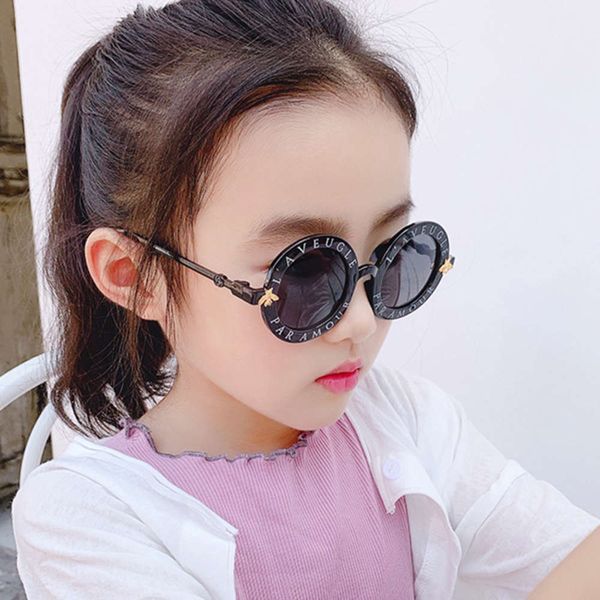 

sunglasses baby cute little bee parent child children's round frame sunglasses korean fashion glasses, Blue