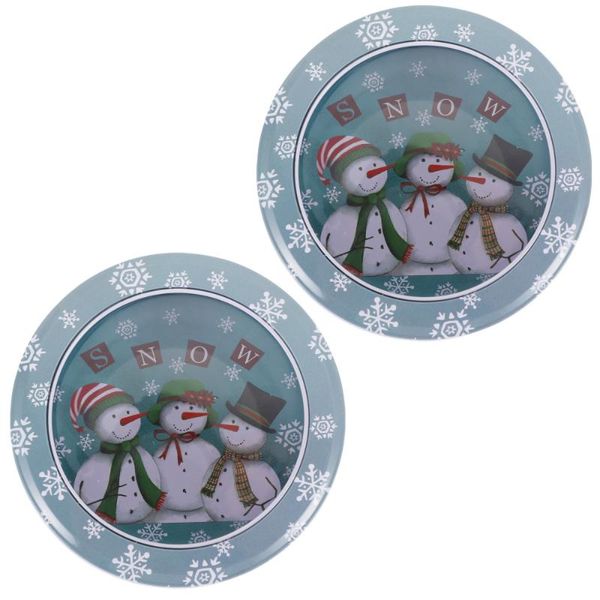 

gift wrap 2pcs christmas round food grade tin boxes cartoon party favor (sky-blue)
