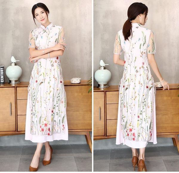 

ethnic clothing shanghai story chinese cheongsams long qipao lace traditional dresses oriental style aodai 2 5xg1, Red