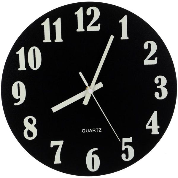 

mute luminous round shaped wall clock wooden hanging no battery clocks
