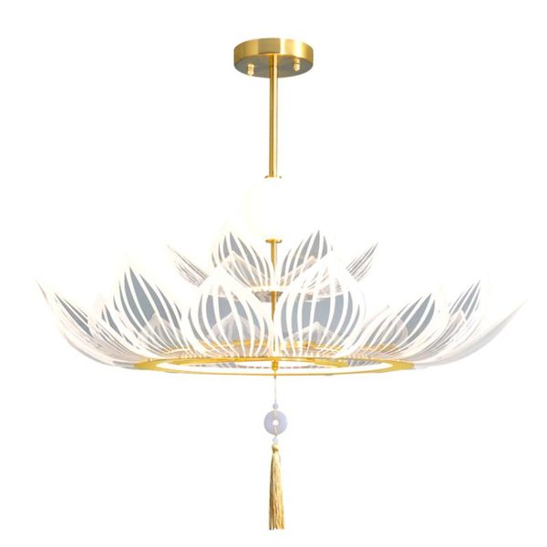 

chandeliers the chinese lotus led pendant lights living room light study villa decorated acrylic lampshade zen lamps luminaires