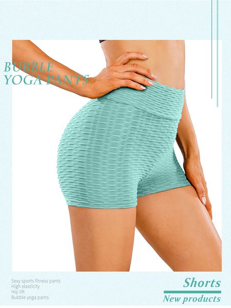 Realfine888 Sex Yoga Outfit Shorts Hosen für Frauen Übung Fitness Tragen Hip Lift Einfarbig Sport im Freien Größe XS-XL