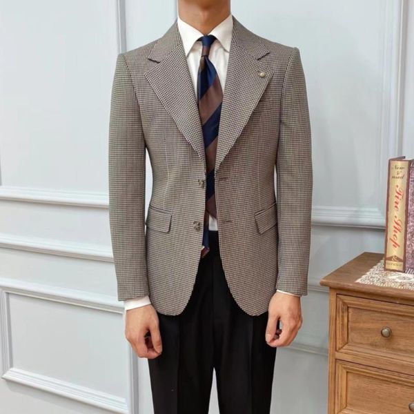 Stilvolle Blazer Für Männer Plaid Mantel Mode Vintage Blazer Hombre Casual Terno Masculino Gitter Veste Homme männer Anzüge