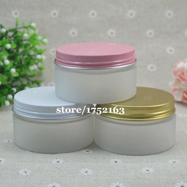 

storage bottles & jars 100g frosted cream bottle plastic jar mask with aluminum cover for mask/cream/skin care products packaging, packa
