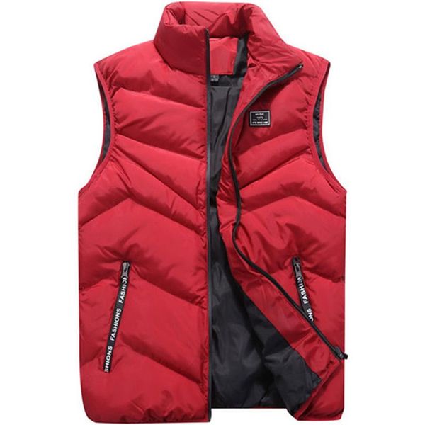 

men's vests men jacket winter vest casual cotton waistcoat sleeveless outwear clothing thick stand collar gilet, Black;white
