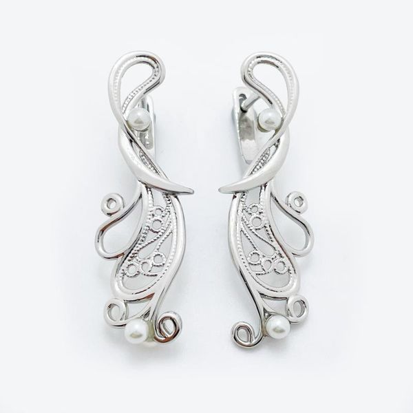 

dangle & chandelier white shell pearl rhodium long unique earrings women elegant wedding daily party fashion jewelry, Silver
