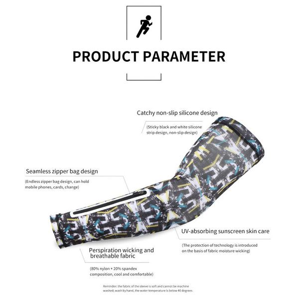 

sun cycling sleeves arm quick dry uv protection camo sleeve running camping golf covers with phone bag elbow & knee pads, Black;gray