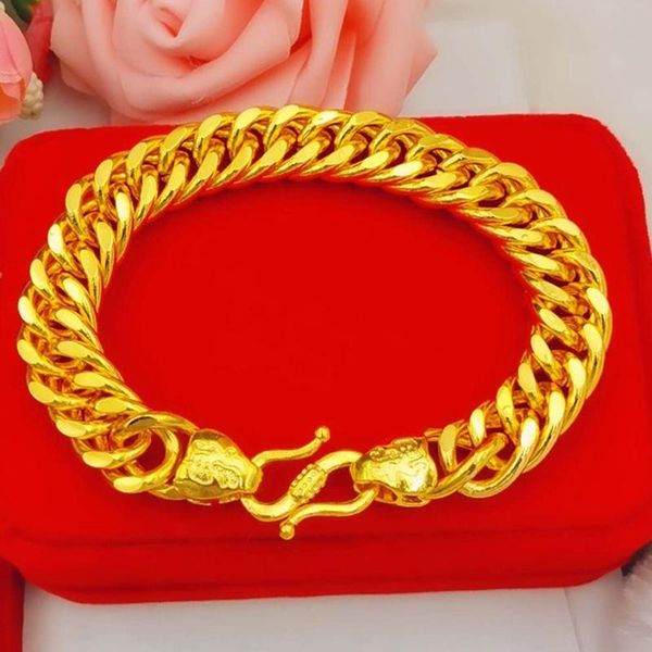 

link, chain drop 24k gold gp 10mm /12mm men's link bracelet 20cm.fashion color bracelets & bangles for men, Black