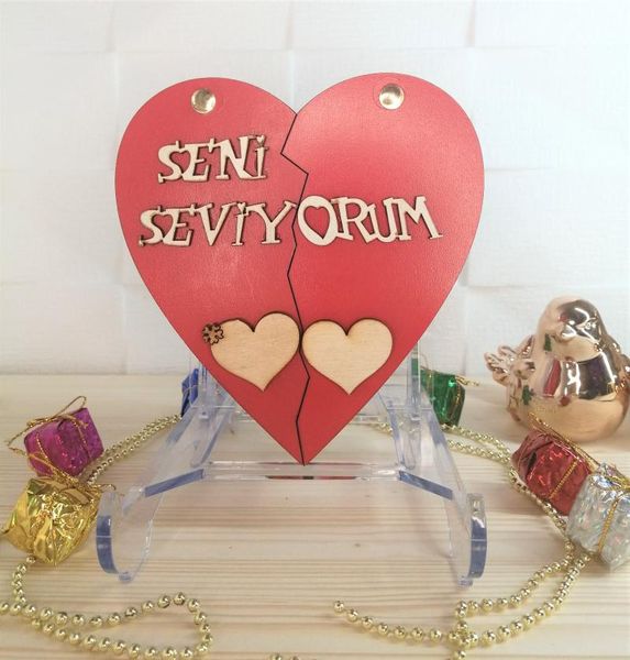 

gift wrap turkish i love you writing heart pattern, rectangle wooden box for jewellery, bijouterie, earrings, bracelet necklace