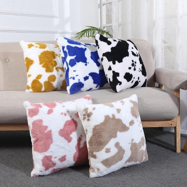 

pillow case cow print faux fur throw farmhouse luxury fuzzy plush winter warm decorative square cushion cover for sofa