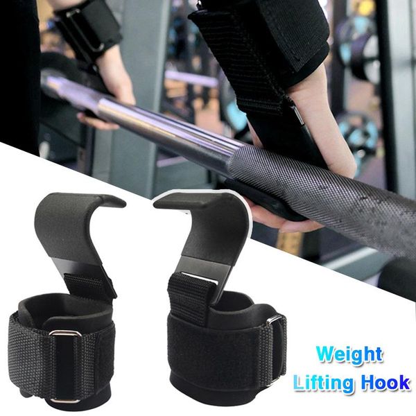 

wrist support 1 pair weight lifting-hook hand-bar straps glove weightlifting strength training gym fitness hook grips, Black;red