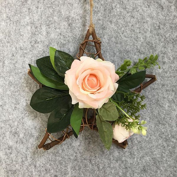 

decorative flowers & wreaths nordic style wall hanging pendant five-pointed star artificial flower wreath rattan hoop floral decoration home