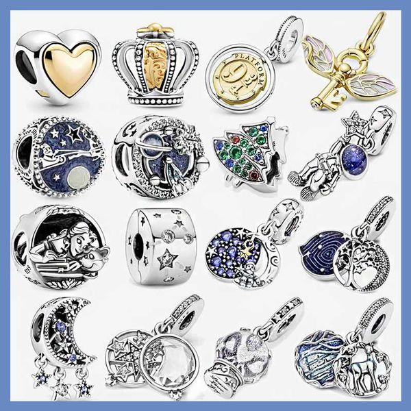 

other 2021 winter classic 925 sterling silver three star moon bead pendant fit original bracelet women's jewelry diy gift