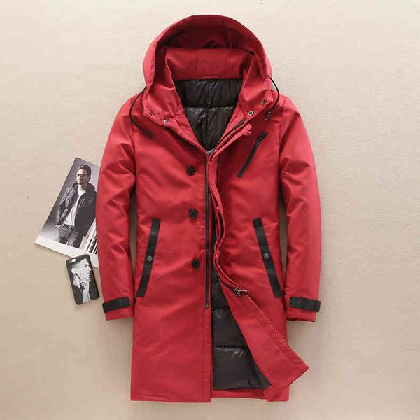 

men's down & parkas mens hooded long duck jackets man thick winter coats male fashion overcoat keep warm outerwear jk-30661 3brs, Black