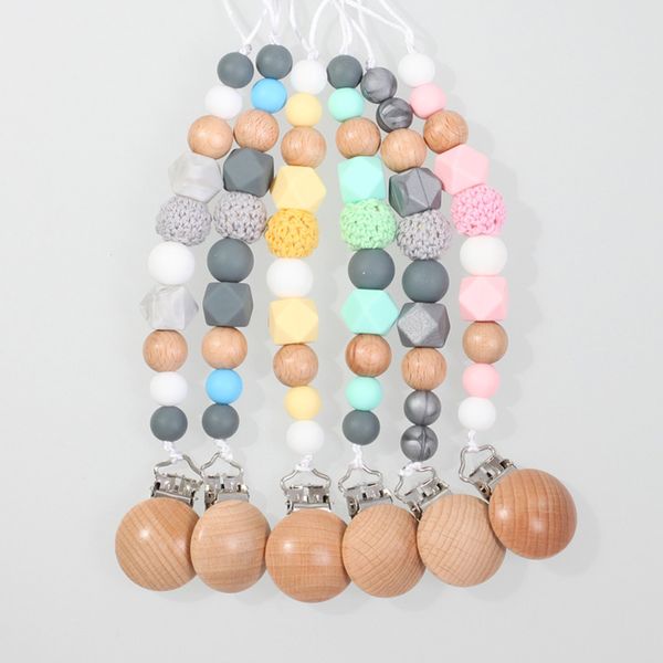 

diy baby clip chain holder wood beaded pacifier soother nipple teether dummy strap good quality b3697