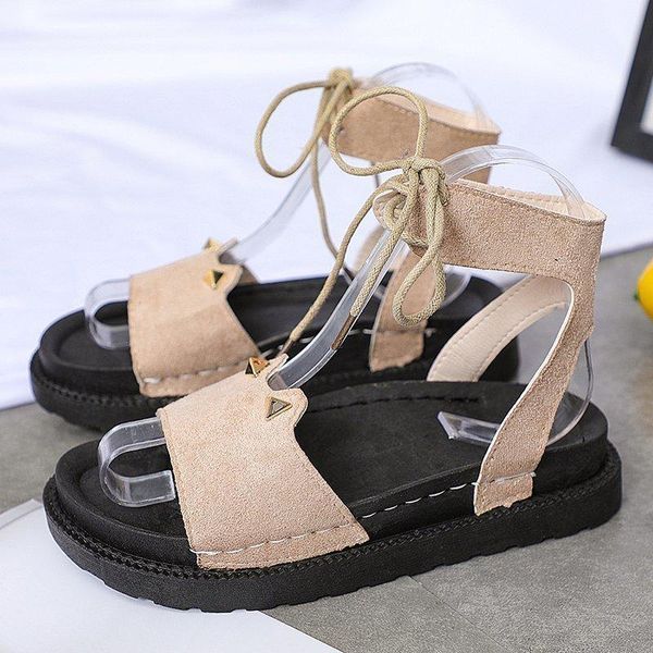 

flat simple sandals ladies summer outdoor barefoot fashion leather shoes round toe elegent slipper adjustable buckle, Black