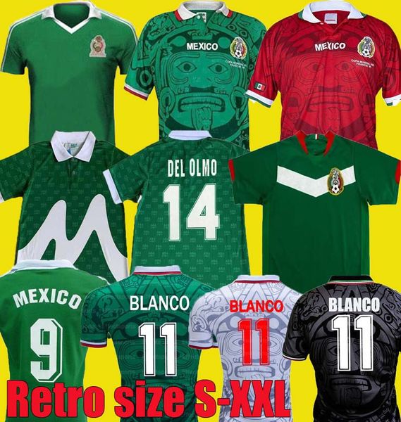 Camisas de futebol 1970 MEXICO Retro BLANCO 1986 1994 1998 2006 HERNANDEZ H.SANCHEZ camisa de futebol LUIS GARCIA CAMPOS maillot antigo MARQUEZ 2010 1999 kits masculinos ninos