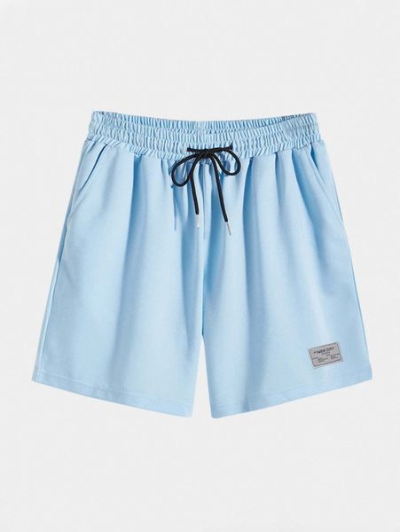 

men patched detail drawstring track shorts m7bu#, Black