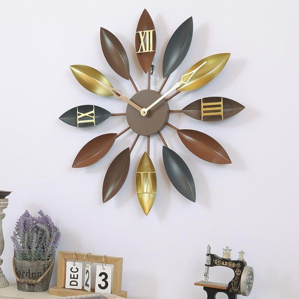 

wall clocks retro nordic type mute hanger watch silent hanging clock home living room bedroom decor large iron art