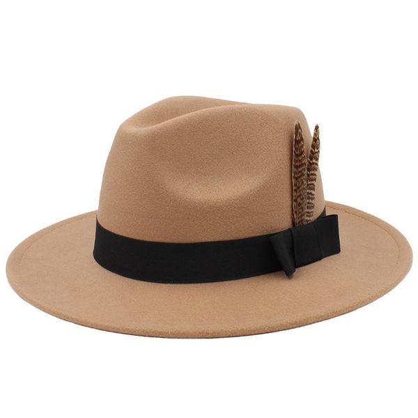 

wide brim hats fedora hat women men ribbon band belt classic beige white felted british elegant fascinator winter women's, Blue;gray