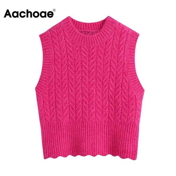 

casual home style solid women vest o neck ladies knitted sleeveless twist pullover sweater chaleco mujer 210413, White;black