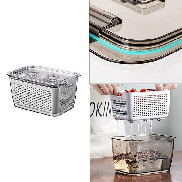 

kitchen plastic storage box fresh-keeping refrigerator fruit vegetable crisper bottles & jars