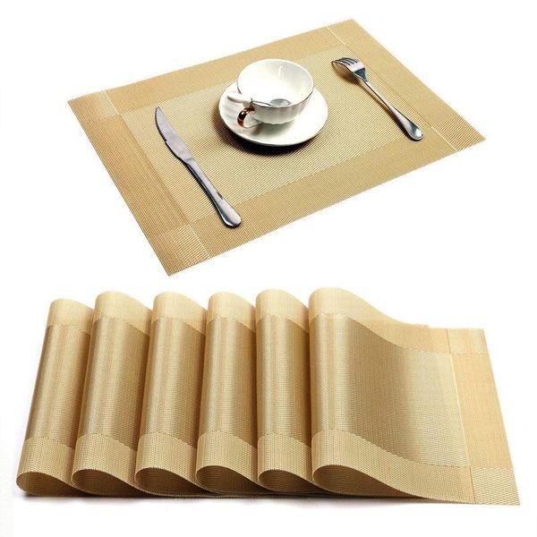 

table runner placemat, crossweave woven non-slip insulation placemat washable mats gold