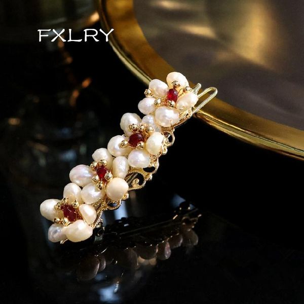 

hair clips & barrettes fxlry original handmade natural pearl flower exquisite hairpin side clip headdress, Golden;silver