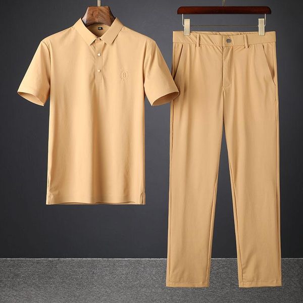 

men's tracksuits 2021 summer lapel silk skating suit for men, Gray