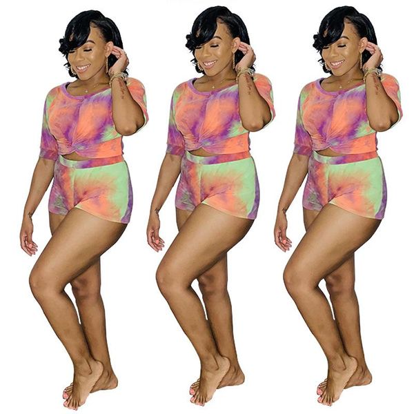 

women's shorts summer casual tracksuit suits printing streetwear short sleeve mini two piece set, White;black