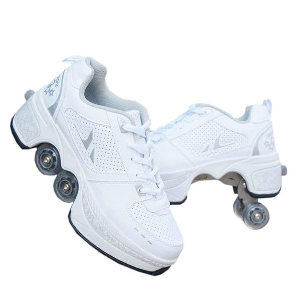 

deformation roller shoes parkour wheel shoes  wheels rounds of running shoes roller skates for skating, Black;red