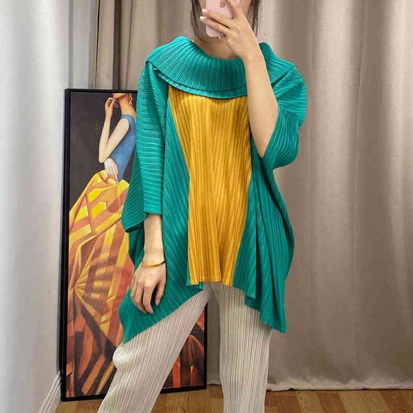 

knits pleated batwing sleeve turndown collar women's loose patchwork cloak, White