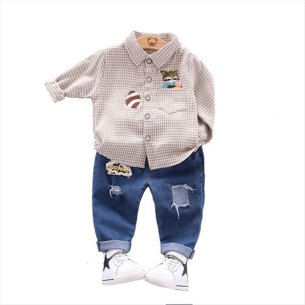 

plaid shirt pant children sets spring autumn cotton 2pcs suit cute toddler for boy animal print kids baby coat, White