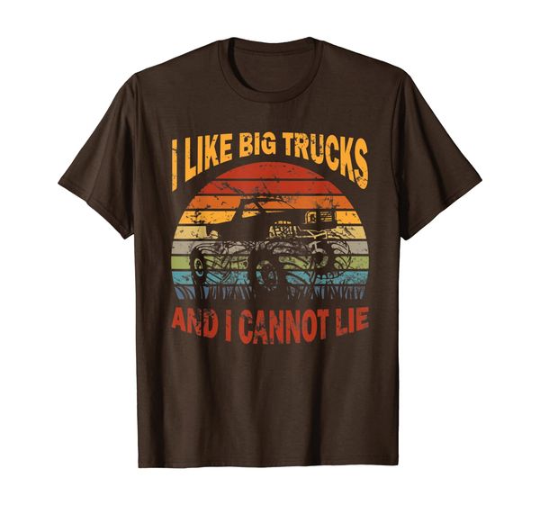 

i like big trucks and i cannot lie  retro sun monstertruck t-shirt, White;black