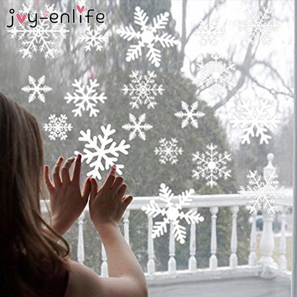 

christmas decorations 27pcs/lot white snowflake sticker decoration glass window kids room wall stickers home decals year 20211