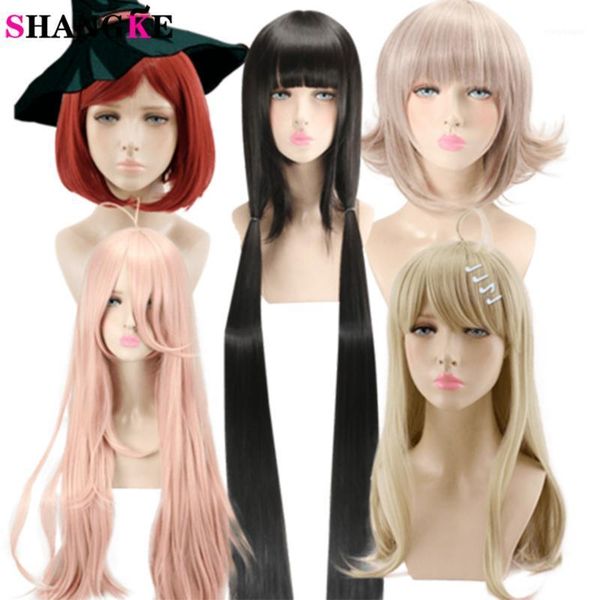 

long straight wigs for black women african american synthetic hair pink blonde wig with bangs heat resistant cosplay wig1