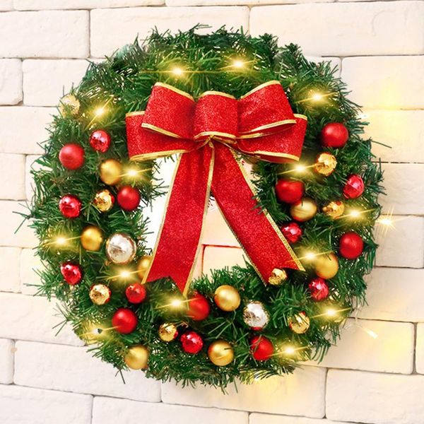 

decorative flowers & wreaths christmas wreath with led light string 30/40cm year 2022 front door decorations for home