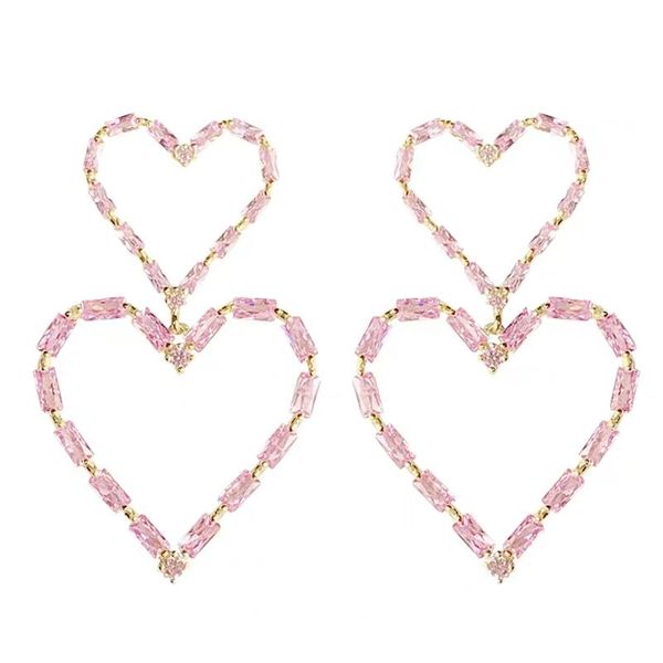 

lover new day vvmsq design cz for drop earring heart baguette pink dangle charm 2020 valentine's girlfriend gift xxwec, Red;black