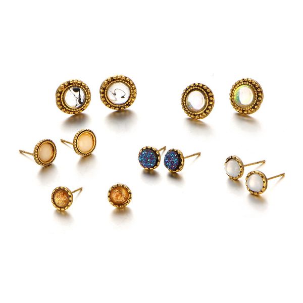 

jewelry circle 6 pairs of combination six piece set earrings, Golden