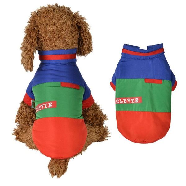 

dog apparel cute pet clothes autumn and winter color-patched cotton-padded warm coat small medium thickening jacket